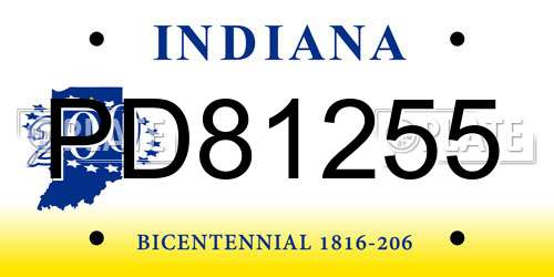 PD81255 Indiana License Plate
