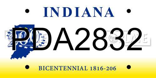 PDA2832 Indiana License Plate
