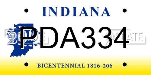 PDA334 Indiana License Plate