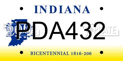 PDA432 Indiana License Plate