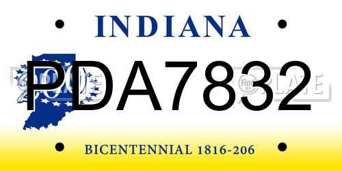 PDA7832 Indiana License Plate