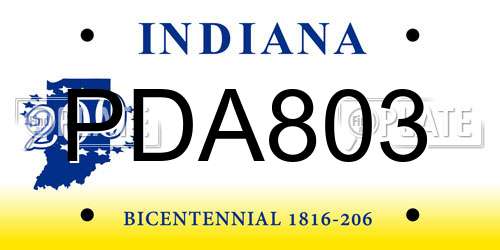 PDA803 Indiana License Plate