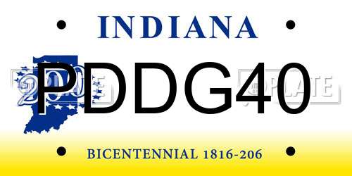 PDDG40 Indiana License Plate