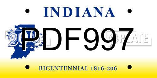 PDF997 Indiana License Plate