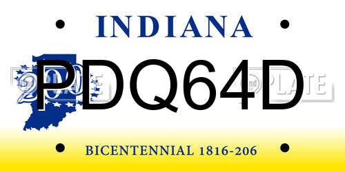 PDQ64D Indiana License Plate