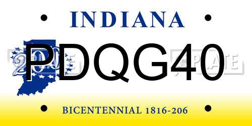 PDQG40 Indiana License Plate