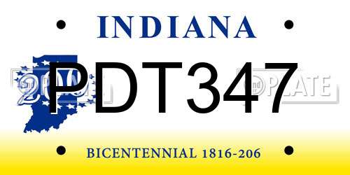 PDT347 Indiana License Plate