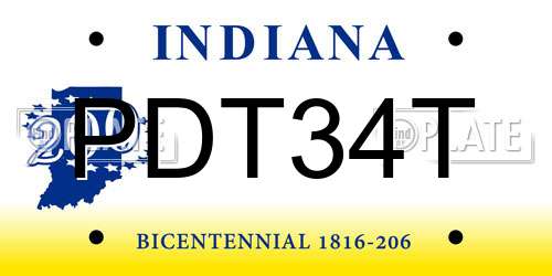 PDT34T Indiana License Plate