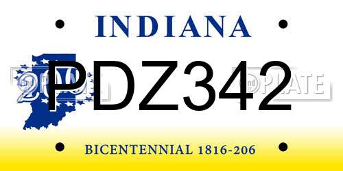 PDZ342 Indiana License Plate