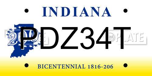 PDZ34T Indiana License Plate