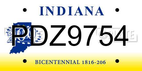 PDZ9754 Indiana License Plate