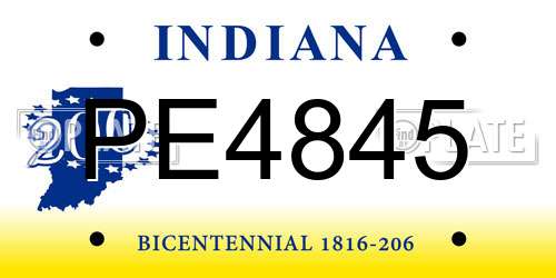 PE4845 Indiana License Plate