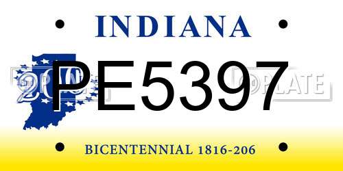 PE5397 Indiana License Plate