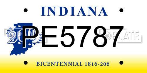 PE5787 Indiana License Plate