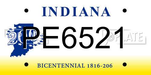 PE6521 Indiana License Plate
