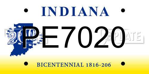 PE7020 Indiana License Plate
