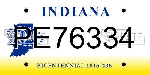 PE76334 Indiana License Plate
