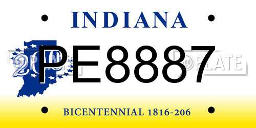 PE8887 Indiana License Plate
