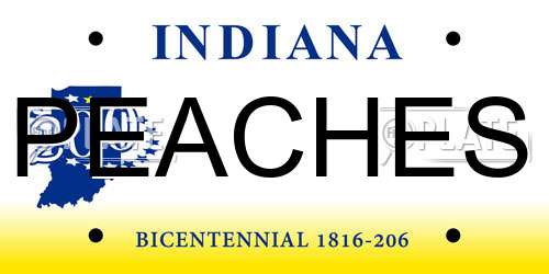 PEACHES Indiana License Plate
