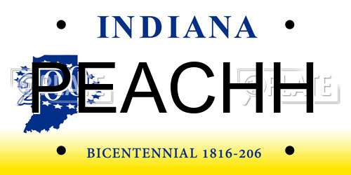 PEACHH Indiana License Plate