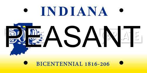 PEASANT Indiana License Plate