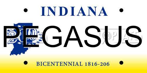 PEGASUS Indiana License Plate