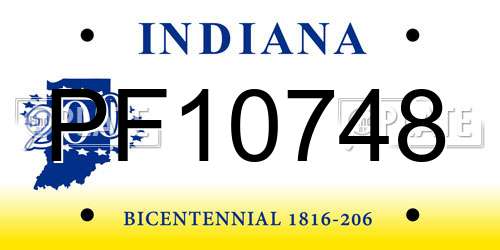 PF10748 Indiana License Plate