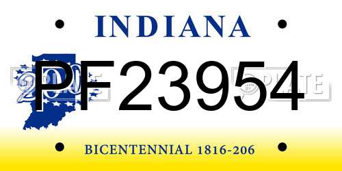 PF23954 Indiana License Plate
