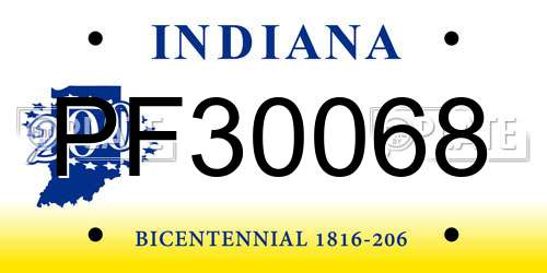 PF30068 Indiana License Plate