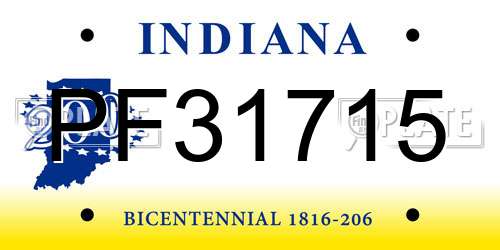 PF31715 Indiana License Plate