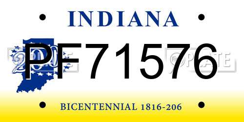 PF71576 Indiana License Plate