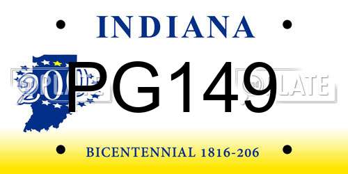 PG149 Indiana License Plate