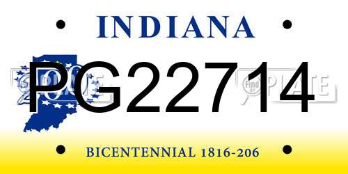 PG22714 Indiana License Plate