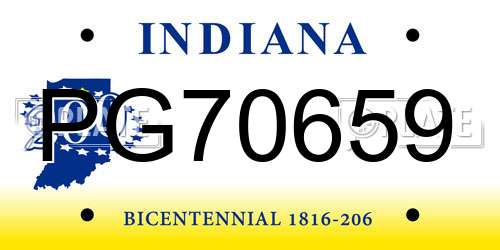 PG70659 Indiana License Plate
