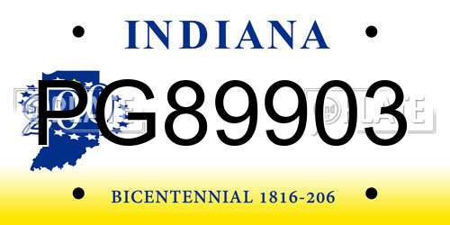 PG89903 license plate in IN state