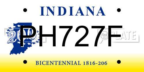 PH727F Indiana License Plate
