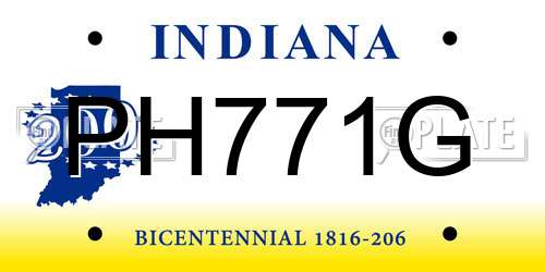 PH771G Indiana License Plate