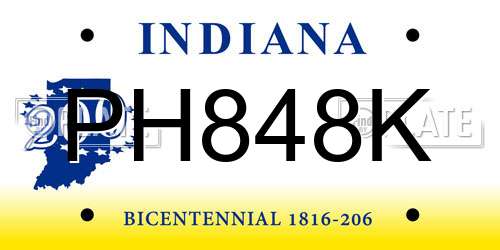 PH848K Indiana License Plate