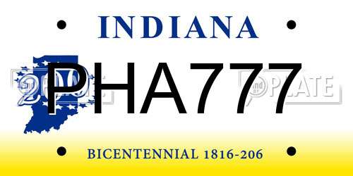 PHA777 Indiana License Plate