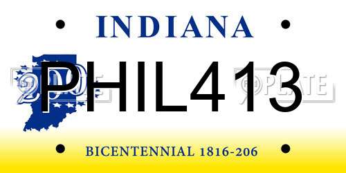 PHIL413 Indiana License Plate