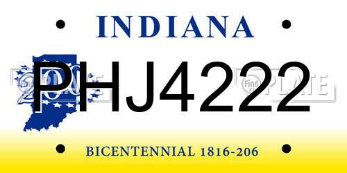 PHJ4222 Indiana License Plate