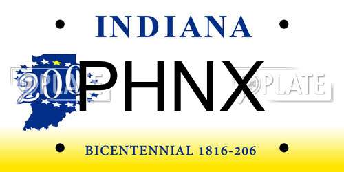PHNX Indiana License Plate