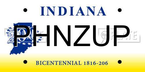 PHNZUP Indiana License Plate