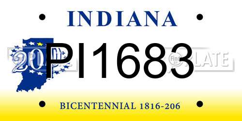 PI1683 Indiana License Plate