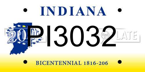 PI3032 Indiana License Plate