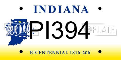 PI394 Indiana License Plate