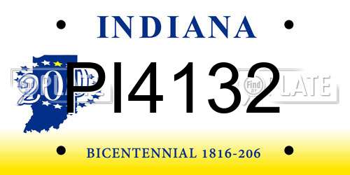 PI4132 Indiana License Plate