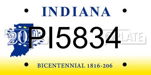 PI5834 Indiana License Plate