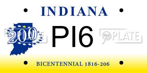 PI6 Indiana License Plate