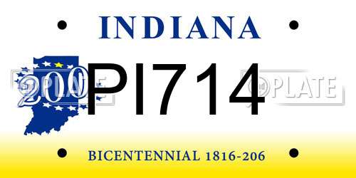 PI714 Indiana License Plate